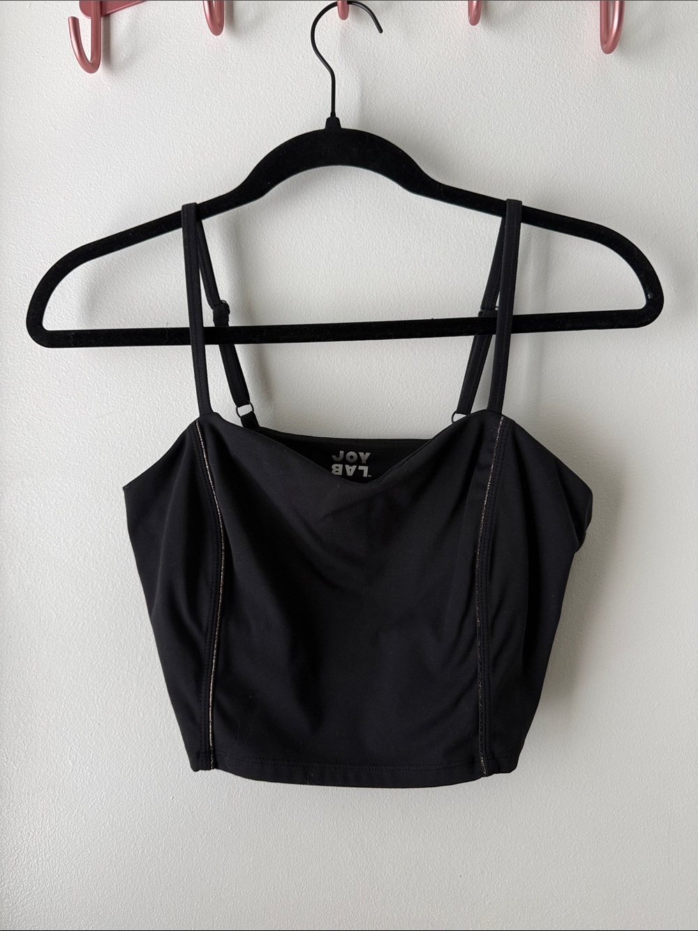 JoyLab Black Fitted Cropped Tank with Adjustable Straps